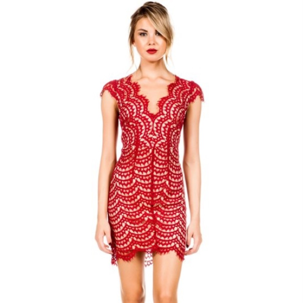 Lace Eyelash Design Open back mini dress